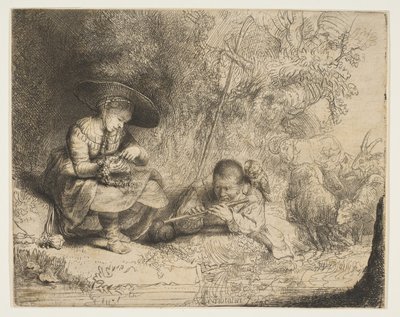Flöjtspelaren, 1642. av Rembrandt van Rijn
