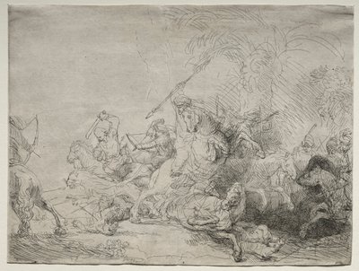 Den stora lejonjakten, 1641. av Rembrandt van Rijn