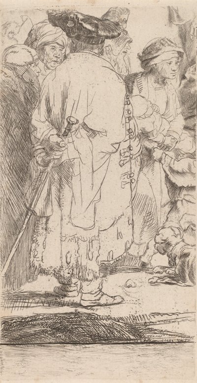 The Man with a Cane Fragment from the Hundred Gulden Print, ca. 1649. av Rembrandt van Rijn