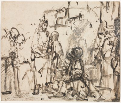 Kristi möte med Marta och Maria efter Lasarus död, ca. 1662-65. av Rembrandt van Rijn