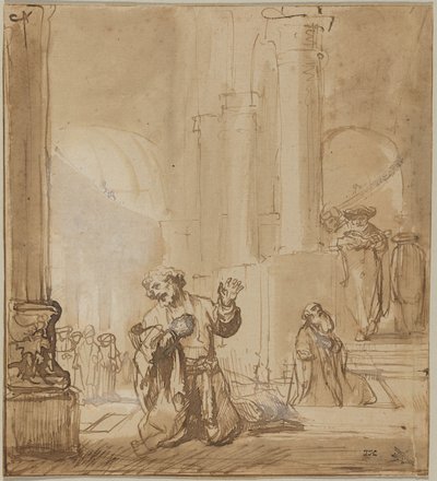 Liknelsen om tullindrivaren och fariséen av Rembrandt van Rijn