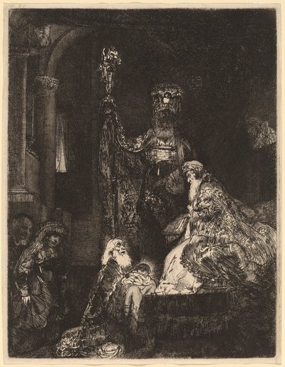 Presentationen i templet på det mörka sättet av Rembrandt van Rijn