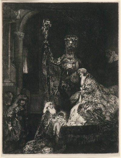 Presentationen i templet på det mörka sättet av Rembrandt van Rijn