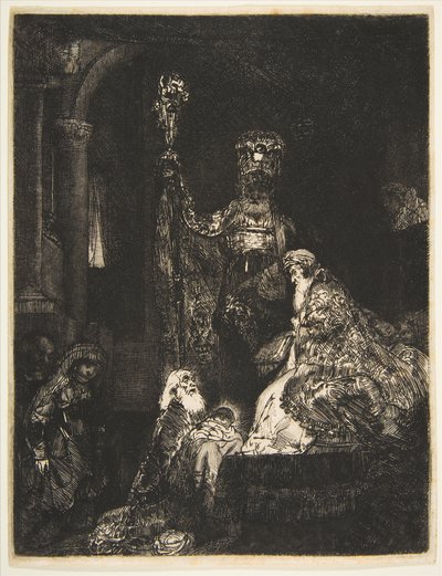 Presentationen i templet på det mörka sättet, ca. 1654. av Rembrandt van Rijn
