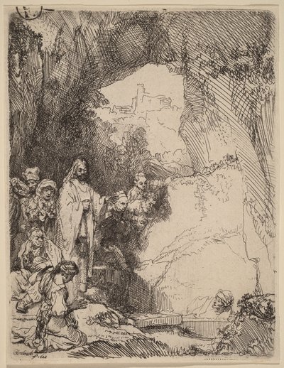 Uppväckelsen av Lasarus: Liten tallrik av Rembrandt van Rijn