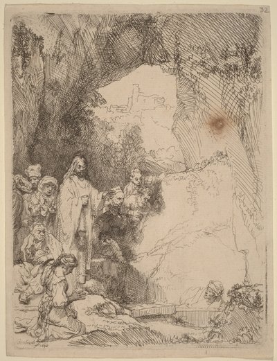 Uppväckelsen av Lasarus: Liten tallrik av Rembrandt van Rijn