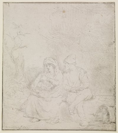 Vilan under flygresan (lätt etsat) av Rembrandt van Rijn