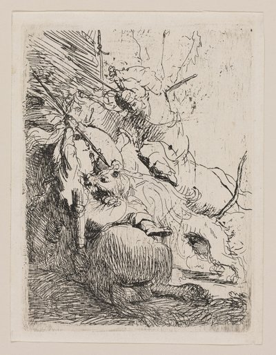 Den lilla lejonjakten (med ett lejon) av Rembrandt van Rijn