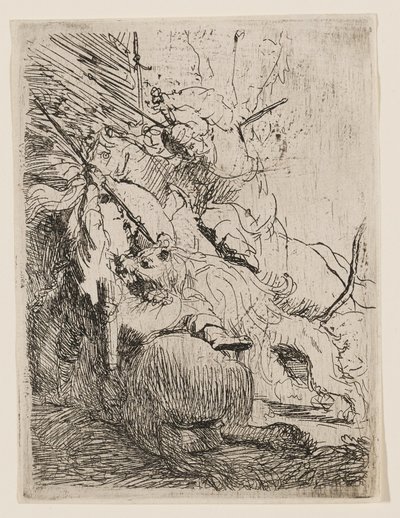 Den lilla lejonjakten (med ett lejon) av Rembrandt van Rijn