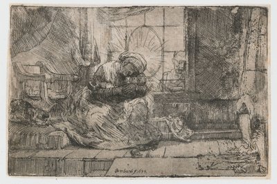 Jungfrun och barnet med katten och ormen Jungfrun och barnet med katten och ormen av Rembrandt van Rijn
