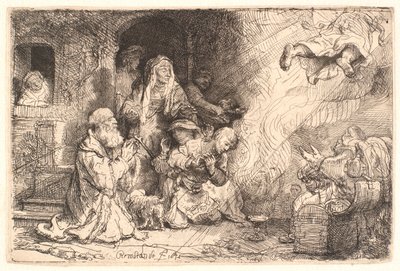 Ängeln som avgår från Tobits familj av Rembrandt van Rijn