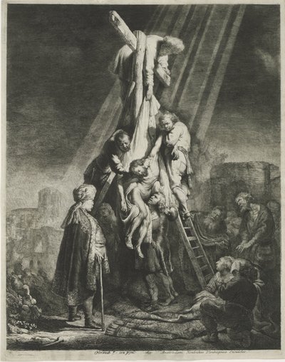 Nedstigningen från korset: andra plattan av Rembrandt van Rijn