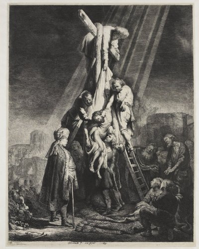 Nedstigningen från korset: andra plattan av Rembrandt van Rijn