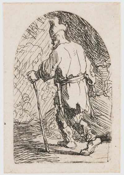 Flykten till Egypten: en skiss: Sankt Josef av Rembrandt van Rijn