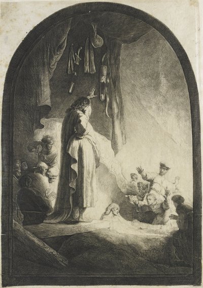 ラザロの育成：より大きな皿スウェーデン語 av Rembrandt van Rijn