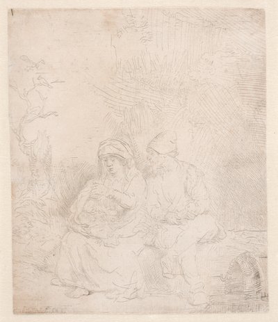 Resten av flygresan: svagt inpräntat av Rembrandt van Rijn