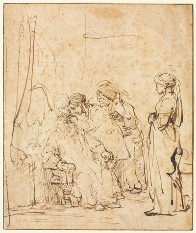 Tobias helar sin fars blindhet, ca. 1640-45. av Rembrandt van Rijn