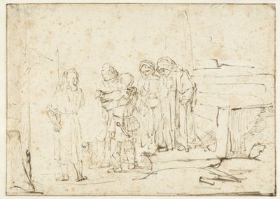 Tobias och ängeln tar farväl av Raguel av Rembrandt van Rijn
