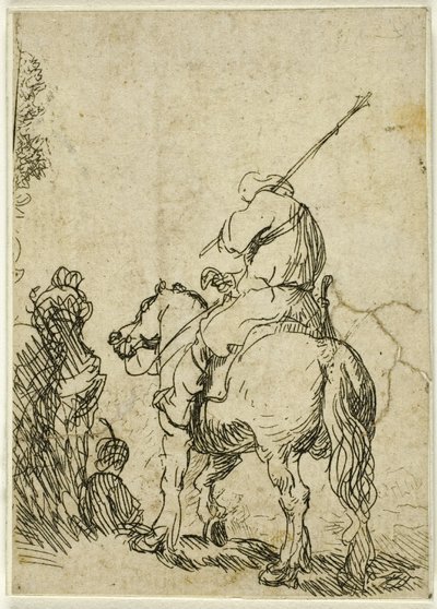 Turbansoldat till häst av Rembrandt van Rijn