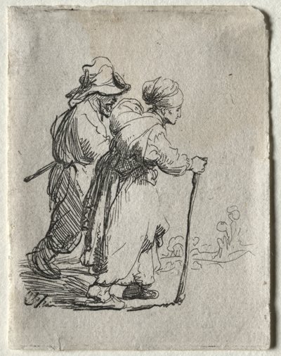 Två luffare, en man och en kvinna av Rembrandt van Rijn