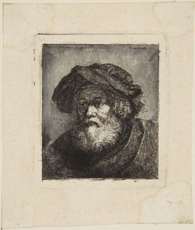 Gammal man med mössa av Rembrandt van Rijn