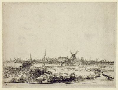 Utsikt över Amsterdam, ca 1640 av Rembrandt van Rijn