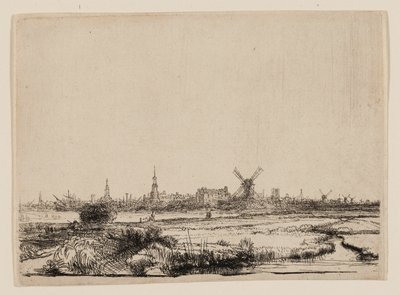 Utsikt över Amsterdam från Kadijk av Rembrandt van Rijn