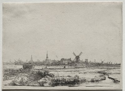 Utsikt över Amsterdam från nordväst, ca. 1640. av Rembrandt van Rijn