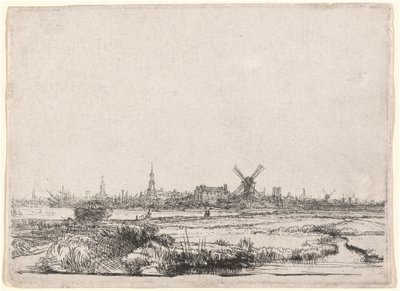 Utsikt över Amsterdam från nordväst av Rembrandt van Rijn
