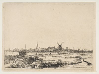 Utsikt över Amsterdam från nordväst, ca. 1640. av Rembrandt van Rijn
