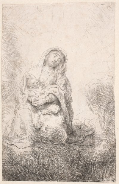 Jungfru med barnet i molnen av Rembrandt van Rijn