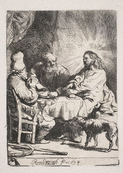 Middagen i Emmaus (liten skiva) av Rembrandt van Rijn