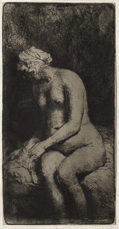 Kvinna som badar sina fötter i en bäck, 1658. av Rembrandt van Rijn