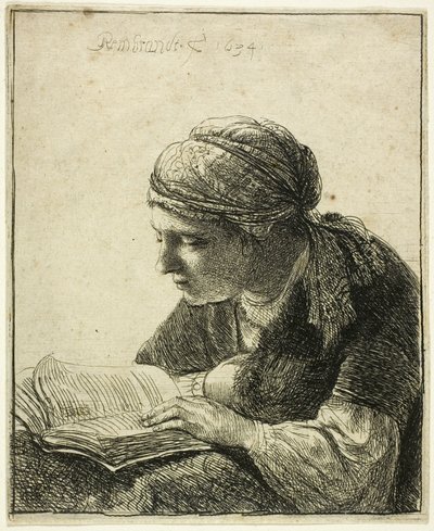 Kvinna som läser av Rembrandt van Rijn