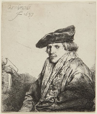 Ung man med keps av Rembrandt van Rijn