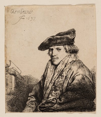 Ung man i sammetsmössa (Petrus Sylvius?) av Rembrandt van Rijn