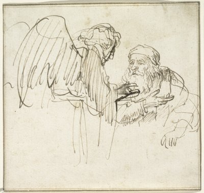 Zacharias och ängeln, ca 1635 av Rembrandt van Rijn