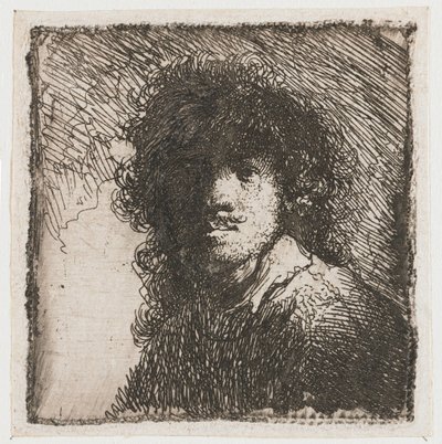 Självporträtt med bar huvud av Rembrandt van Rijn