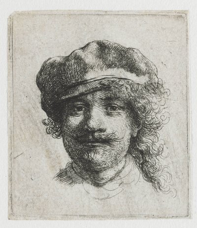 Självporträtt med basker av Rembrandt van Rijn