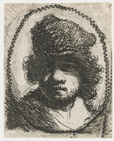 Självporträtt med pälsmössa av Rembrandt van Rijn