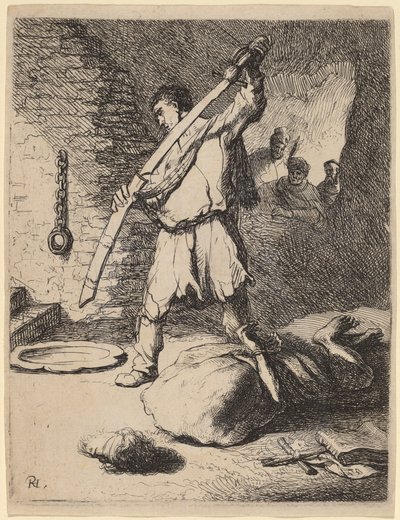 Halshuggning av Johannes Döparen av Rembrandt van Rijn and Studio of Rembrandt
