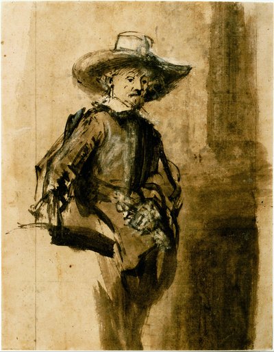 Study for one of the Syndics, Volkert Jansz. av Rembrandt van Rijn