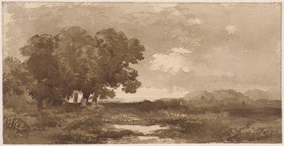 Landskap med en grupp träd till vänster av Remigius Adrianus Haanen