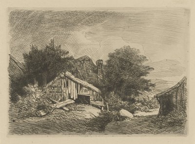 Landskap med en förfallen koja av Remigius Adrianus Haanen