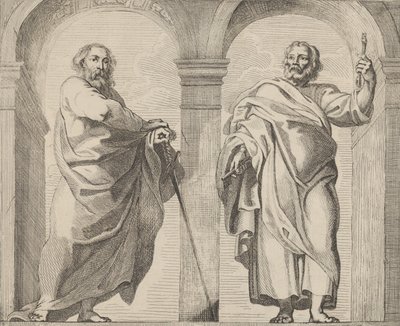 De heliga Petrus och Paulus i en vestibul, ca. 1630-80., ca. 1630-80. av Remoldus Eynhoudts