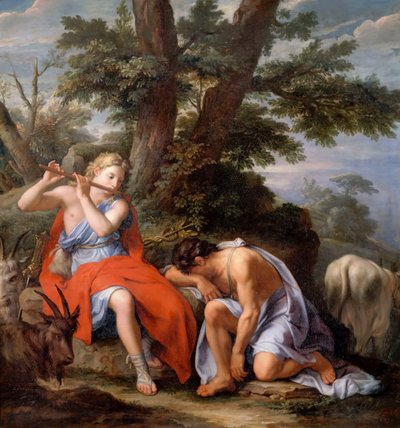 Franska:  Mercure et Argus Merkurius och Argus av René Antoine Houasse