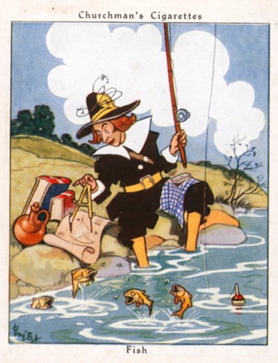 Fisk (färglitografi) av René Bull