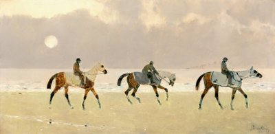 Ryttare på stranden vid Dieppe av René Pierre Charles Princeteau