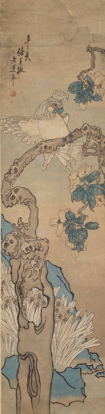 Papegoja i blomträd, 1835-1893 av Ren Xun