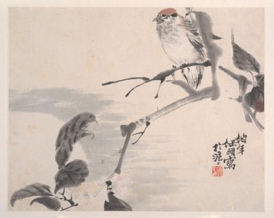 Djur, blommor och fåglar, 1800-talet. av Ren Yi